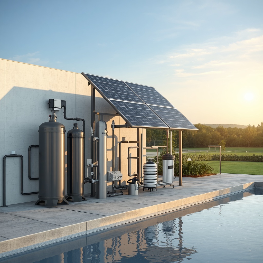 Water storage tanks and pump equipment installed beside a home